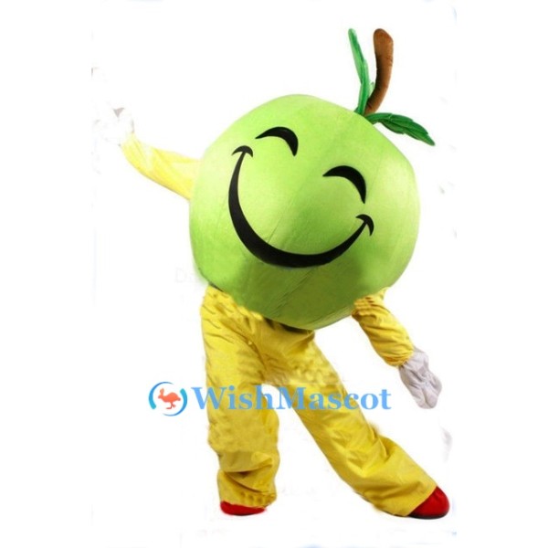 Smiling Green Apple Mascot Costume