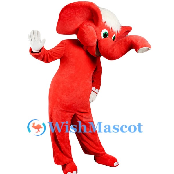 Soft Red Elephant Mascot Costume