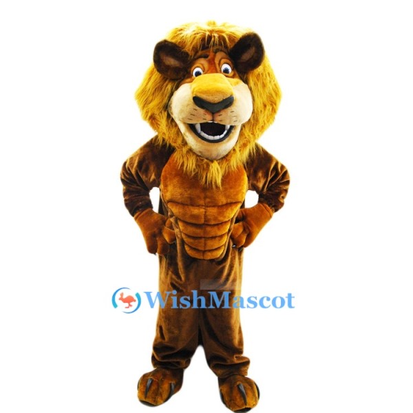 Realistic Muscle Lion Mascot Costume