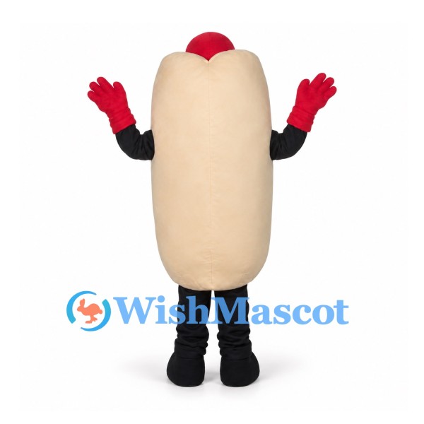 Hot Dog Mascot Costume with Red Sausage and Yellow Mustard