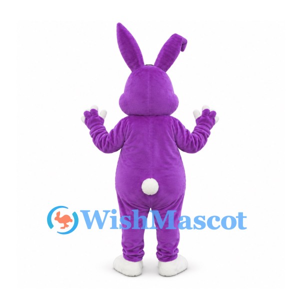 Rabbit Mascot Costume in Purple with White Belly and Long Ears