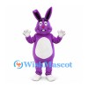 Rabbit Mascot Costume in Purple with White Belly and Long Ears