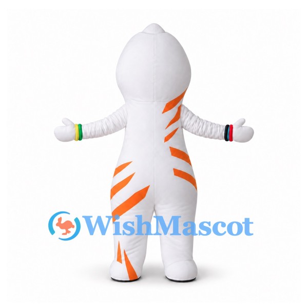 Cyclops Mascot Costume in White with Orange Stripes