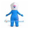 Cyclops Mascot Costume in Blue and White with Pink Details