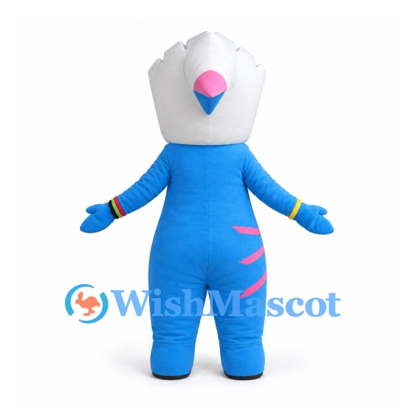 Cyclops Mascot Costume in Blue and White with Pink Details