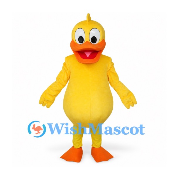 Duck Mascot Costume in Yellow with Orange Feet