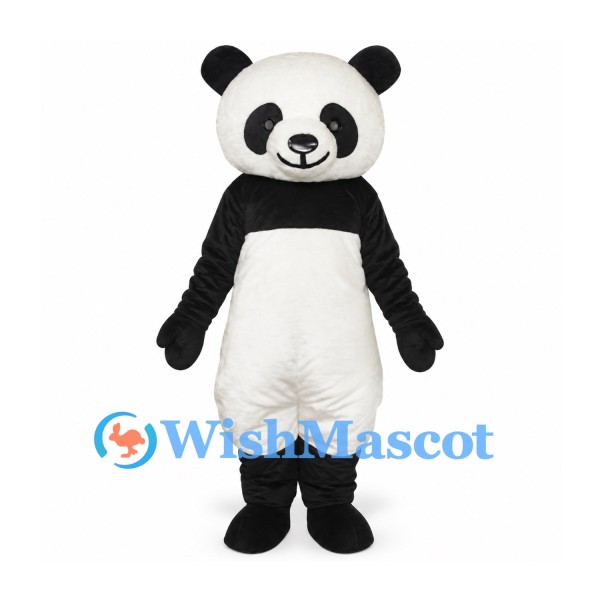 Panda Mascot Costume in Black and White with Rounded Belly
