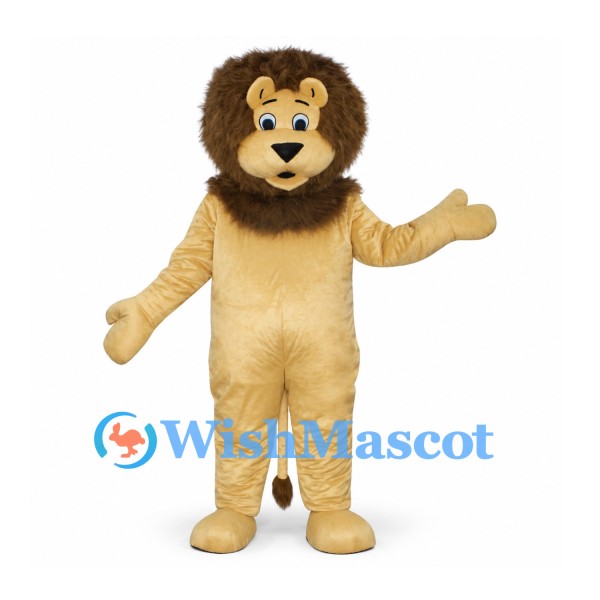 Lion Mascot Costume in Cream with Brown Mane