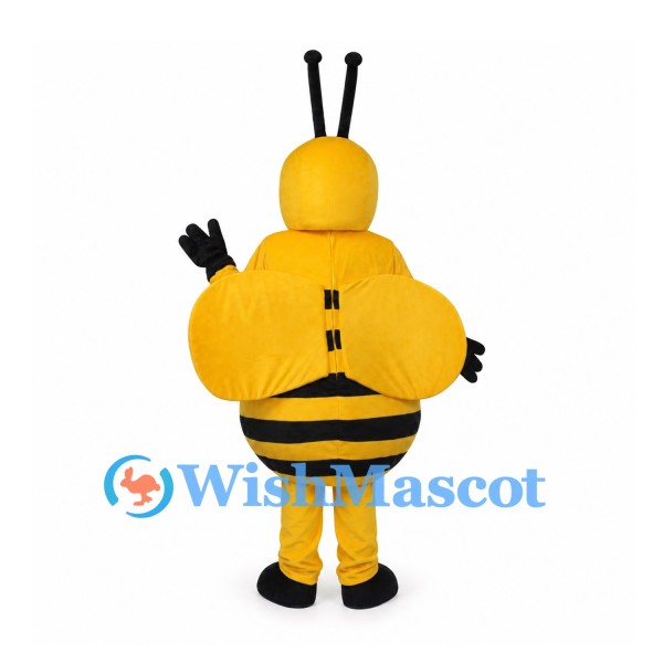 Bee Mascot Costume with Black Stripes and Yellow Wings