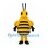 Bee Mascot Costume with Black Stripes and Yellow Wings