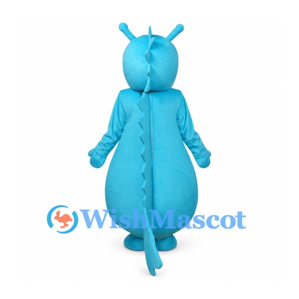 Dragon Mascot Costume in Blue with Large White Belly
