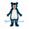 Bear Mascot Costume in Teal with White Belly and Red Nose