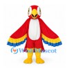 Parrot Mascot Costume in Red with Blue and Yellow Wings