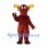 Moose Mascot Costume in Burgundy with Yellow Antlers