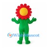 Flower Mascot Costume with Red Petals and Green Body