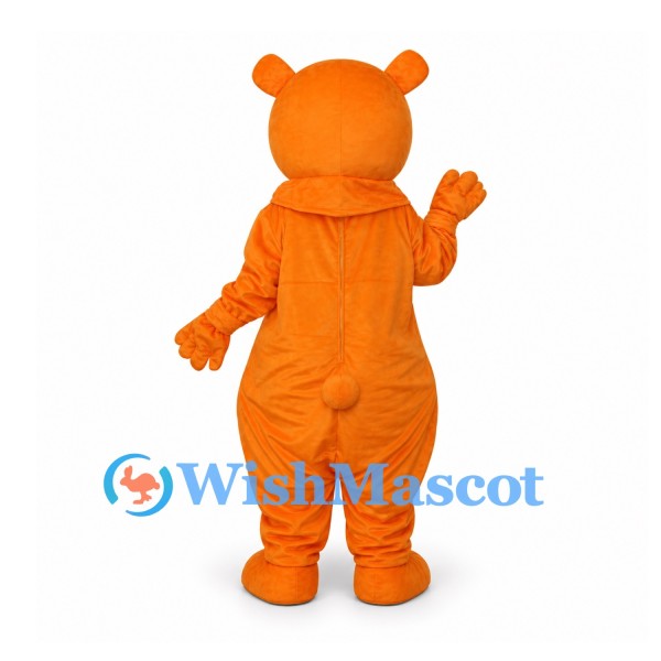 Bear Mascot Costume in Orange with White Belly and Red Nose