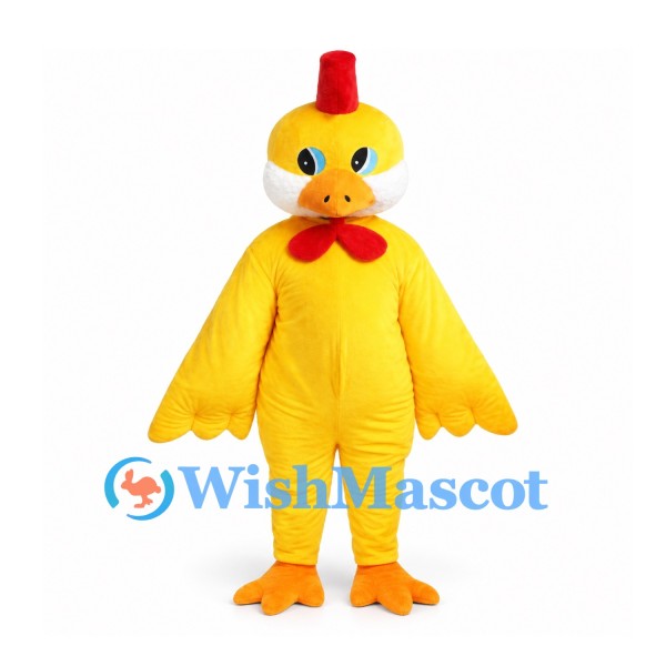 Chicken Mascot Costume in Yellow with Red Comb