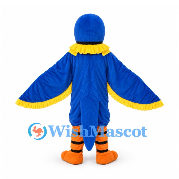 Parrot Mascot Costume in Blue with Yellow Chest and Wing Trim