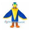 Parrot Mascot Costume in Blue with Yellow Chest and Wing Trim