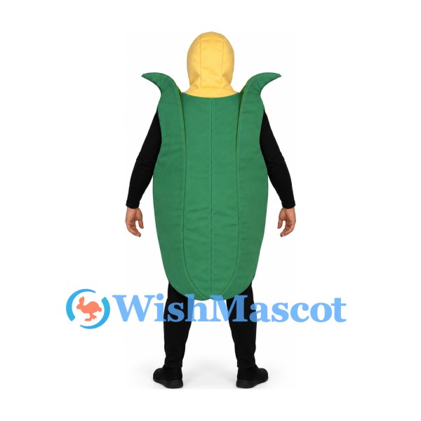 Corn Mascot Costume with Yellow Kernels and Green Husk