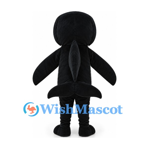 Killer Whale Mascot Costume in Black with White Belly and Broad Smile