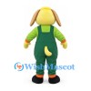 Dog Mascot Costume with Green Overalls and Yellow Face