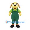 Dog Mascot Costume with Green Overalls and Yellow Face