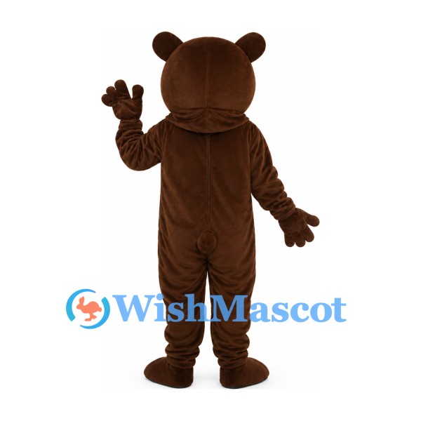Bear Mascot Costume in Dark Brown with Open Mouth