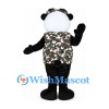 Panda Mascot Costume with Camouflage Vest and Sunglasses