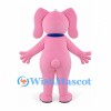 Rabbit Mascot Costume in Pink with Blue Neck Bow
