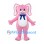 Rabbit Mascot Costume in Pink with Blue Neck Bow
