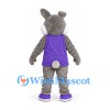 Rabbit Mascot Costume in Gray with Purple Carrot Shirt