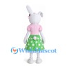 Rabbit Mascot Costume with Pink Top and Green Polka Dot Skirt
