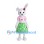 Rabbit Mascot Costume with Pink Top and Green Polka Dot Skirt