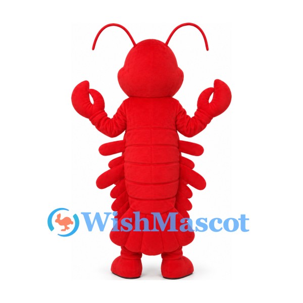Lobster Mascot Costume in Red with Claws and Long Antennae