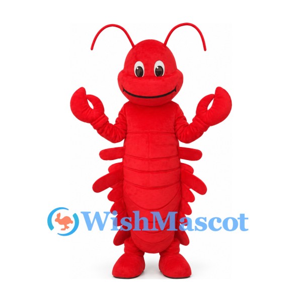 Lobster Mascot Costume in Red with Claws and Long Antennae