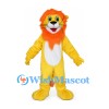 Lion Mascot Costume in Yellow with Orange Mane and White Belly