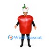 Red Pepper Mascot Costume with Green Stem and Chef Hat