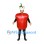 Red Pepper Mascot Costume with Green Stem and Chef Hat