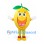 Lemon Mascot Costume in Yellow with Green Leaves