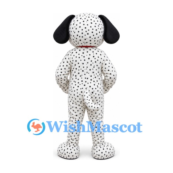 Dalmatian Mascot Costume with Black Spots and Red Tie