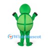 Turtle Mascot Costume in Green with Yellow Belly and Round Shell