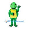 Turtle Mascot Costume in Green with Yellow Belly and Round Shell
