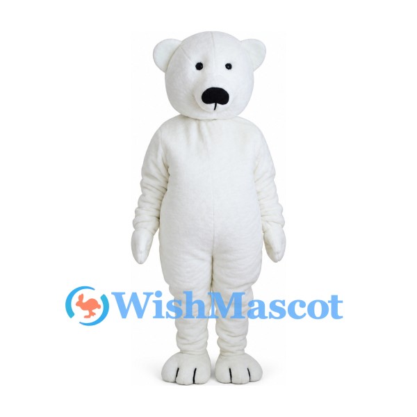 Polar Bear Mascot Costume in White with Black Nose