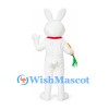 Rabbit Mascot Costume in White with Pink Belly and Carrot