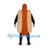 Hot Dog Mascot Costume with Yellow Mustard and Brown Bun