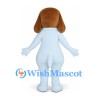 Dog Mascot Costume in White with Brown Head and Large Nose