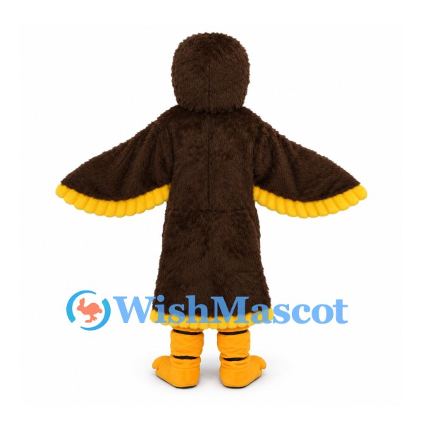 Eagle Mascot Costume in Brown with Yellow Beak and Wing Trim