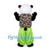 Panda Mascot Costume with Camouflage Vest and Green Pants