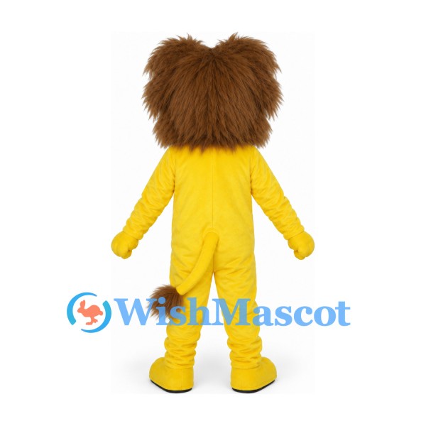Lion Mascot Costume in Yellow with Large Brown Mane